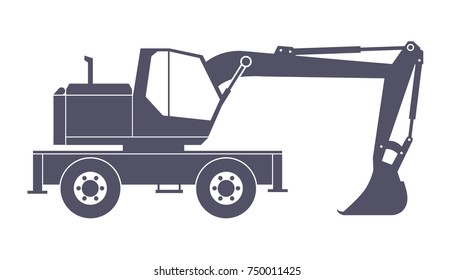 excavator vector flat illustration on white background