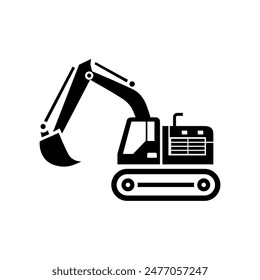 Excavator vector, heavy construction dig equipment vector isolated on white background.