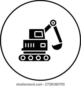 Icono del Vector de la excavadora. Se puede utilizar para aplicaciones de impresión, móviles y de Web.