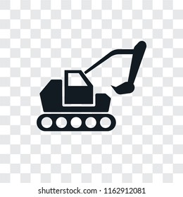 Excavator vector icon isolated on transparent background, Excavator logo concept