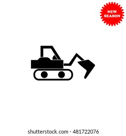Excavator vector icon isolated on white background.