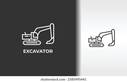 Excavator Vector, Icon Or Logo Sign Isolated Symbol Illustration