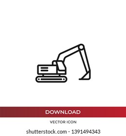 Excavator vector icon in modern design style for web site and mobile app