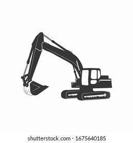 Excavator vector icon on white background