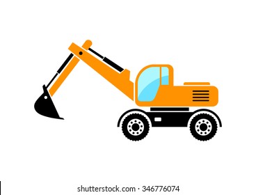 Excavator vector icon on white background