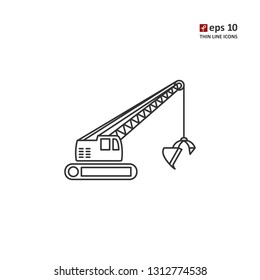 Excavator - vector icon. Symbol for web, infographics, print design and mobile UX/UI kit. Vector illustration, EPS10.