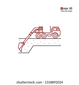 Excavator - vector icon. Symbol for web, infographics, print design and mobile UX/UI kit. Vector illustration, EPS10.