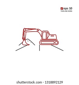 Excavator - vector icon. Symbol for web, infographics, print design and mobile UX/UI kit. Vector illustration, EPS10.