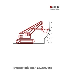 Excavator - vector icon. Symbol for web, infographics, print design and mobile UX/UI kit. Vector illustration, EPS10.