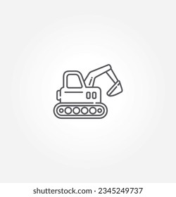 Excavator vector icon. tractor icon illustration in modern design style for web site and mobile app. isolated on grey background.