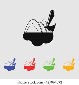Excavator vector icon for web and mobile