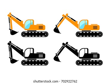 Excavator vector icons on white background 