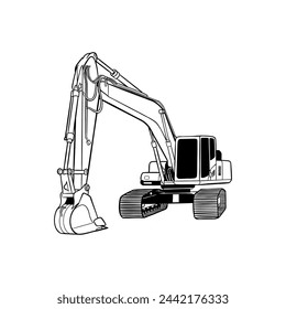 Bagger-Vektor-Illustration in Schwarz und Weiß