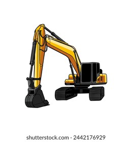Ilustración vectorial de excavadora con color