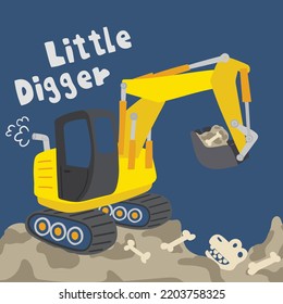 Excavator vector illustration dinosaur expert