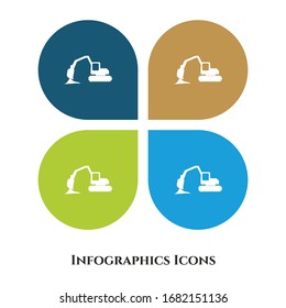 Excavator Vector Illustration icon for all purpose. Isolated on 4 different backgrounds.