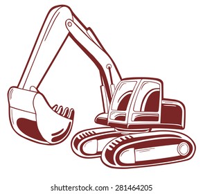 Excavator vector illustration isolated on white.
