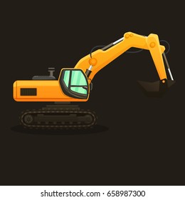 Excavator Vector Illustration Isolated On White Stock Vector (Royalty ...