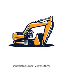 Excavator Vector Isolated. Earth Mover Heavy Machine Equipment. Best for Industrial Related Illustration
