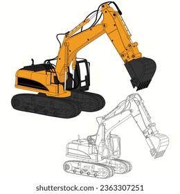 excavator vector and line art