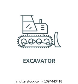 Excavator vector line icon, linear concept, outline sign, symbol