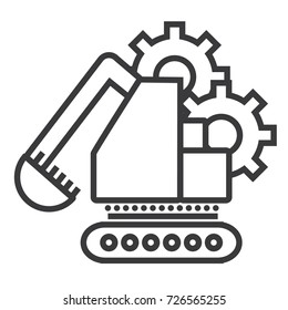 excavator vector line icon, sign, illustration on background, editable strokes