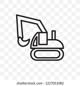Excavator vector linear icon isolated on transparent background, Excavator transparency concept can be used for web and mobile