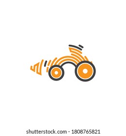 Excavator vector logo design template. line art logo, yellow and gray.