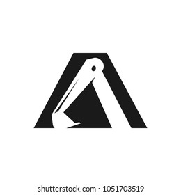 excavator vector logo. letter A.