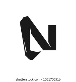 excavator vector logo. Letter N.