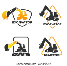 Excavator Vector Logo Set Template