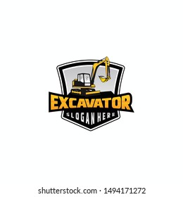 Excavator Vector Logo Template. construction, vector illustration