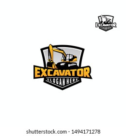 Excavator Vector Logo Template. construction, vector illustration