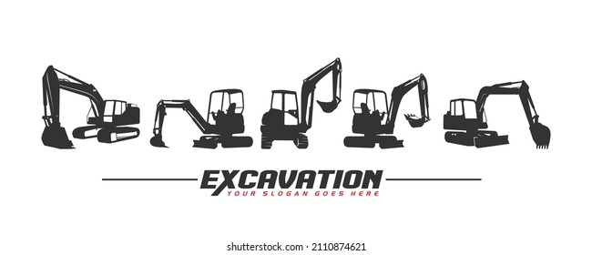 Excavator Vector Logo Template. construction, vector illustration
