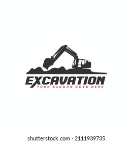 Excavator Vector Logo Template. construction, vector illustration