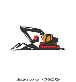 Excavator Vector Logo Template. construction, vector illustration