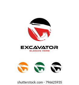 Excavator Vector Logo Template. construction, vector illustration