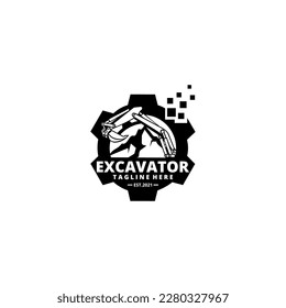 Excavator Vector Logo Template. Heavy equipment logo vector for construction company