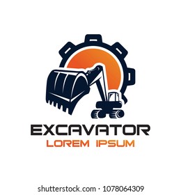 Excavator Vector Logo Template. Excavator logo. Excavator isolated. Digger, construction, backhoe, construction business icon. Construction equipment design elements.