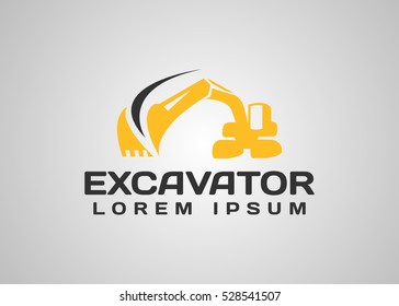 Excavator Vector Logo Template. Excavator logo. Excavator isolated. Digger, construction, backhoe, construction business icon. Construction equipment design elements.