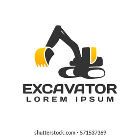 Excavator Vector Logo Template. Excavator logo. Excavator isolated. Digger, construction, backhoe, construction business icon. Construction equipment design elements.