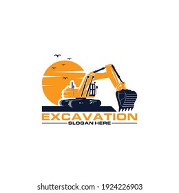 Excavator Vector Logo Template. excavator machine construction logo