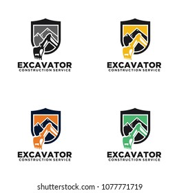 Excavator Vector Logo Template. Excavator logo. Excavator set. Digger, construction, backhoe, construction business icon. Construction equipment design elements.