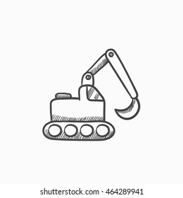 Excavator vector sketch icon isolated on background. Hand drawn Excavator icon. Excavator sketch icon for infographic, website or app.
