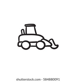 Icono de esbozo del vector de excavación aislado en el fondo. Icono de Excavador dibujado a mano. Icono de esbozo de excavadora para infografía, sitio web o aplicación.