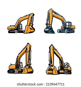 Excavator vector template set bundle. Best for construction and earth moving related business