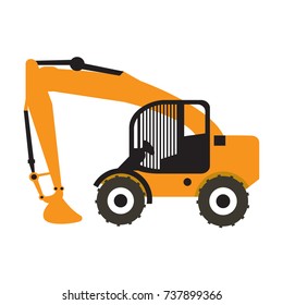 Excavator vehicle icon isolated on white background, Vector illustration