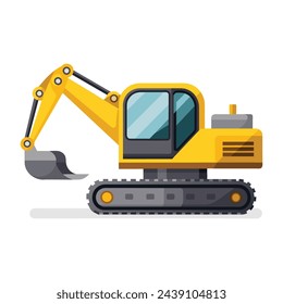 Excavator vehicle Transport flat vector illustration.