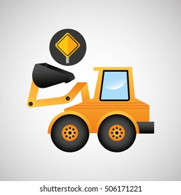 excavator wheeled machinery sing tool vector illustration