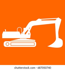 Excavator white icon .